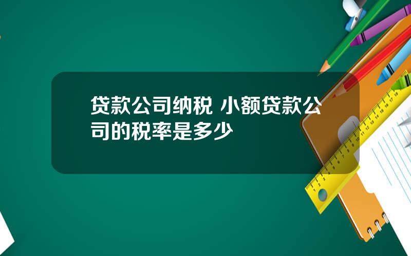 贷款公司纳税 小额贷款公司的税率是多少